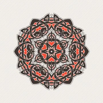 Vector mandala. Gothic lace tattoo. Celtic weave with sharp corners. Stock Illustration