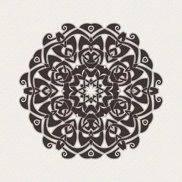 Vector mandala. Gothic lace tattoo. Celtic weave with sharp corners. Stock Illustration