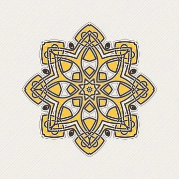 Vector mandala. Gothic lace tattoo. Celtic weave with sharp corners. Stock Illustration