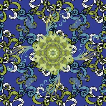 Vector Mandala with hand drawn elements and flowers in Arabic, Indian, turkish, Stock Illustration