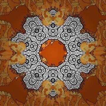 Vector Mandala with hand drawn elements and flowers in Arabic, Indian, turkish, 스톡 일러스트