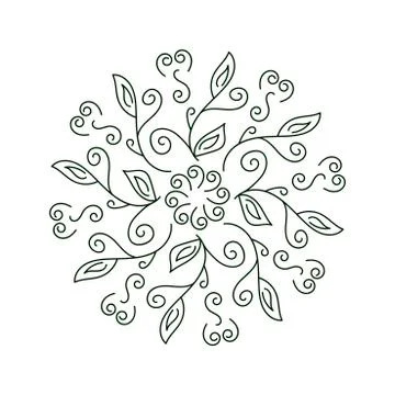 Vector mandala, hand drawn illustration, black and white, circle flower ornam Illustrazione stock