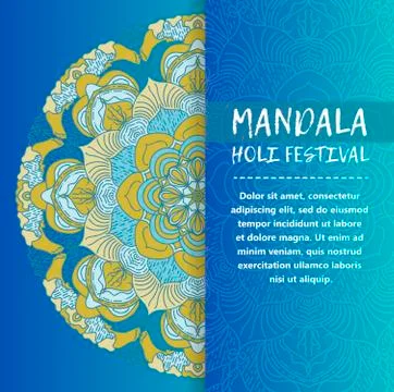 Vector mandala Holi. Happy Holi festival greeting card design with Mandala Stock Illustration