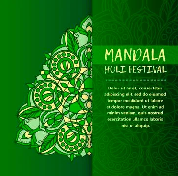 Vector mandala Holi. Happy Holi festival greeting card design with Mandala Stock Illustration