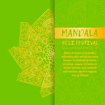 Vector mandala Holi. Happy Holi festival greeting card design with Mandala Stock Illustration
