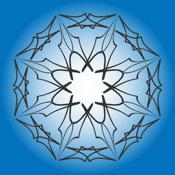 Vector mandala, outline grey stroke illustration, blue gradient background Stock-Illustration