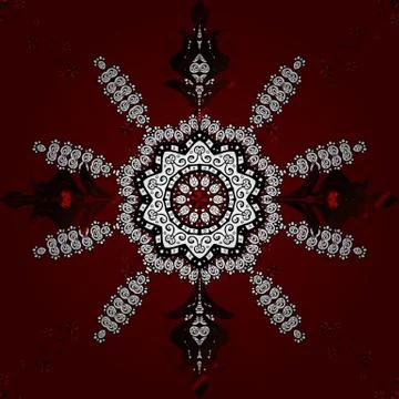 Vector Mandala pattern on black, white and red colors. Mandala colored backgroun 스톡 일러스트