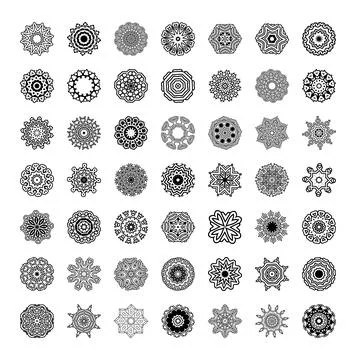 Vector Mandala patterns set. Round ornament pattern 库存插图