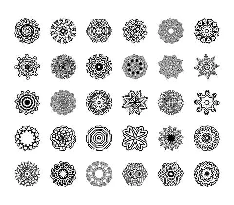 Vector Mandala patterns set. Round ornament pattern Illustrazione stock