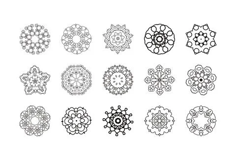 Vector Mandala patterns set. Round ornament pattern 库存插图
