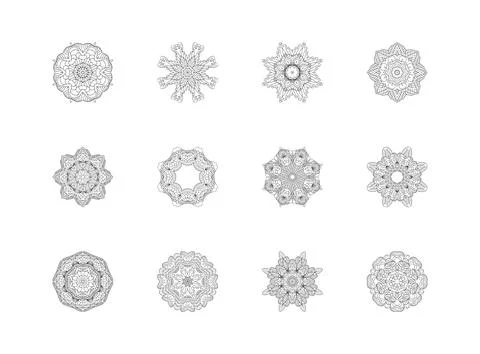 Vector Mandala patterns set. Round ornament pattern Illustrazione stock