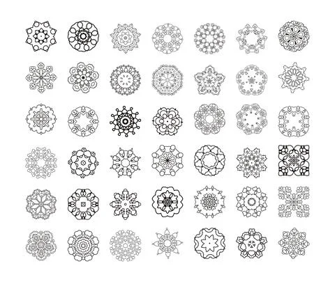 Vector Mandala patterns set. Round ornament pattern 스톡 일러스트