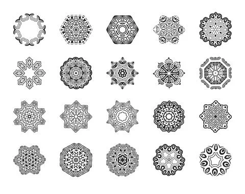 Vector Mandala patterns set. Round ornament pattern Stock Illustration