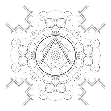 Vector mandala sacred geometry illustration. 스톡 일러스트