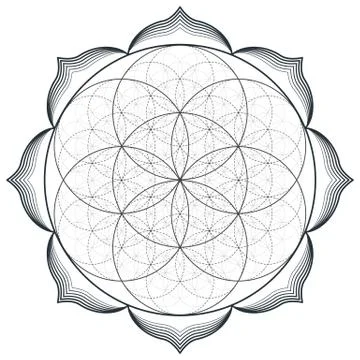 Vector mandala sacred geometry illustration. Stock Illustration