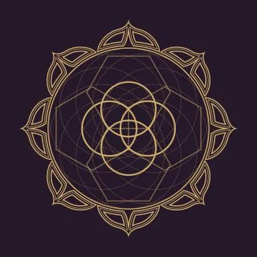 Vector mandala sacred geometry illustration. Stock Illustration