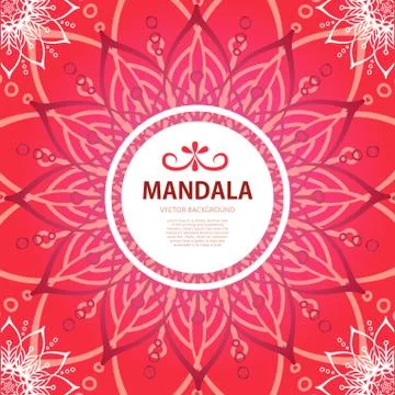 Vector mandala, square red background. Decor for your design Stock Illustration