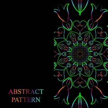 Vector Mandala template pattern on black background for card, poster, brochur Illustrazione stock