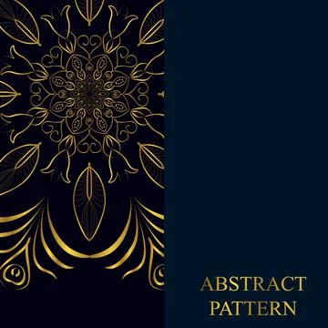 Vector Mandala template pattern on golden and dark blue color for card, poste Illustrazione stock