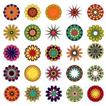 Vector mandalas. Colored mandala set. Stock Illustration