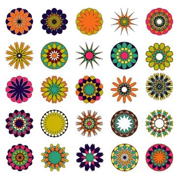 Vector mandalas. Colored mandala set. Stock Illustration