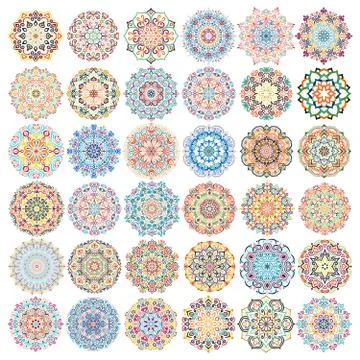 Vector Mandalas Design Elements Set Stock Illustration