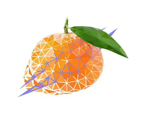 Vector mandarin in low poly style Stock Illustration