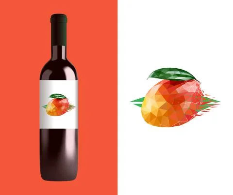 Vector mango in low poly style . Editable illustration Stock Illustration