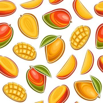 Vector Mango Seamless Pattern イラスト素材