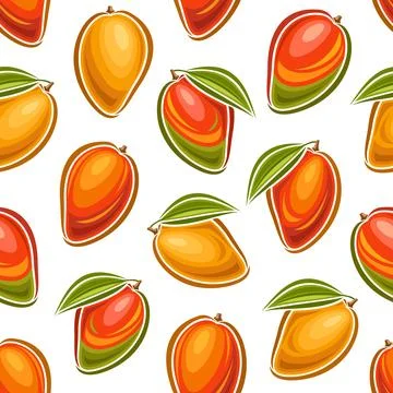 Vector Mango Seamless Pattern Stock Illustration