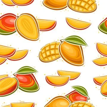 Vector Mango Seamless Pattern Stock Illustration