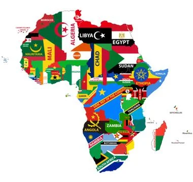 Vector map of Africa mixed with countries flags Stock Illustration