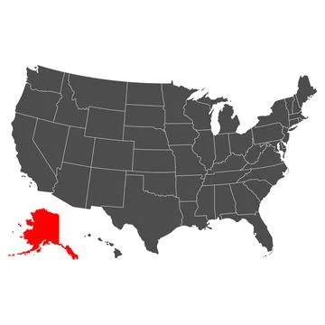 Vector map of Alaska. High detailed illustration. Country of the United State Stock Illustration