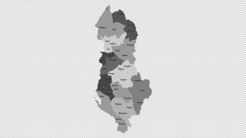 Vector map of Albania with names of cities and with borders city Video stock 331899364
