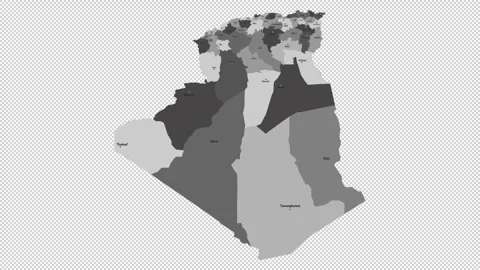 Vector map of Algeria with names of cities and with borders city Stock Footage 330712927