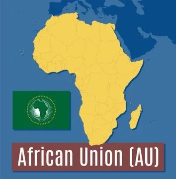 Vector map and flag of the African Union (AU) イラスト素材
