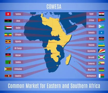 Vector map and flags of the Common Market for Eastern and Southern Africa (CO Stock Illustration