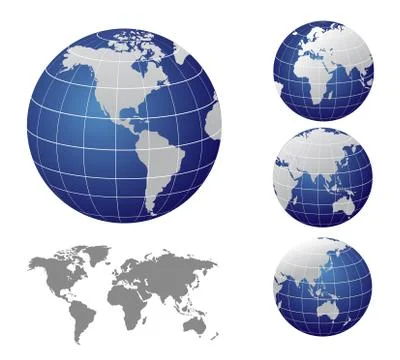 Vector Map and Globe of the World Illustrazione stock