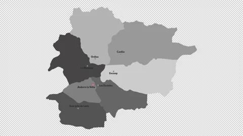 Vector map of Andorra with names of cities and with borders city Stock Footage 330267272