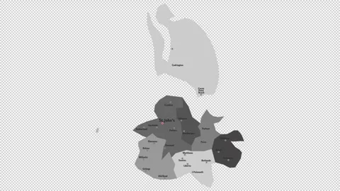 Vector map of Antigua and Barbuda with names of cities and with borders city Stock Footage 331899360