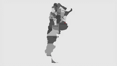 Vector map of Argentina with names of cities and with borders city Video stock 329631568