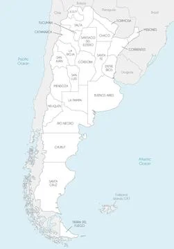 Vector map of Argentina with provinces or federated states and administrative 스톡 일러스트