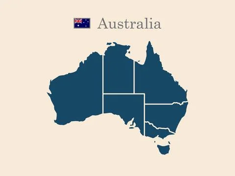 Vector Map of Australia with Flag highly detailed Stock Illustration