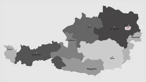 Vector map of Austria with names of cities and with borders city Stock Footage 330267280