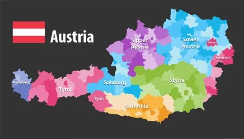 Vector map of Austria states and districts. Stock Illustration