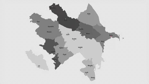 Vector map of Azerbaijan with names of cities and with borders city Stock Footage 330267281