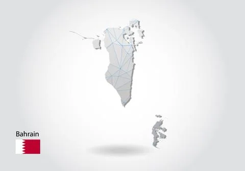 Vector map of bahrain with trendy triangles design in polygonal style on dark Stock Illustration