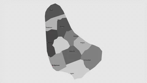 Vector map of Barbados with names of cities and with borders city Stock Footage 331518289