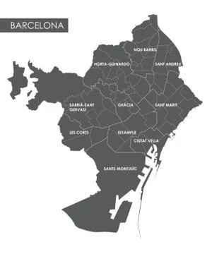 Vector map Barcelona district Illustrazione stock