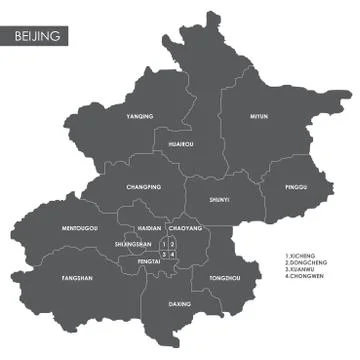 Vector map Beijing district Stock Illustration